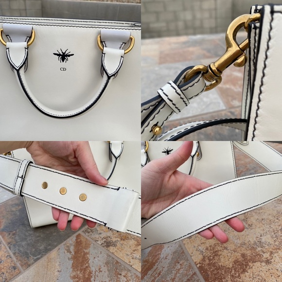 SOLD Christian Dior White Leather D-Bee Top Handle Bag - Picture 9 of 16